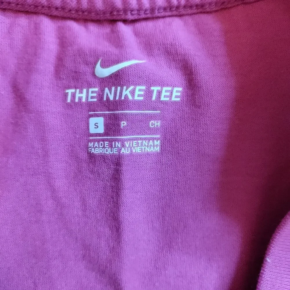 Nike small womens pink crop short sleeve shirt cotton spring athletic Youth XL